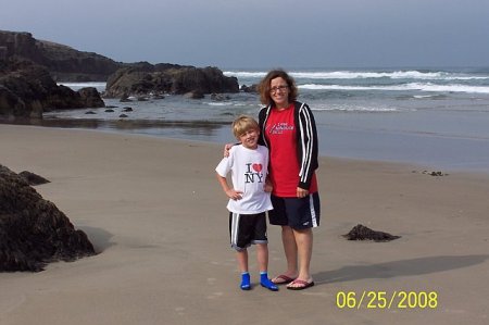 with my nephew on the beach
