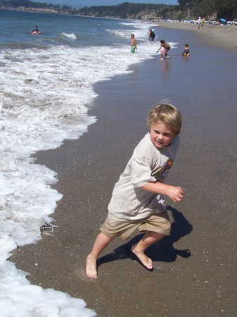 Keb playing at the beach