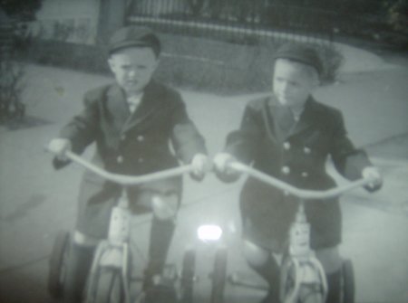 me and kevin, my twin on ower first bikes!