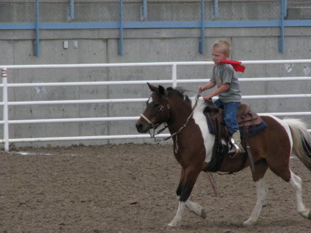 Dakota coming home w/flag 2008