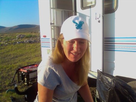 Janell (wife) camping at Pyramid