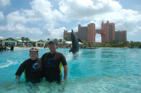 Kathy and I with Flipper being Flipper