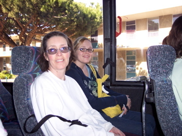 June & Bryn on the bus in San Fran