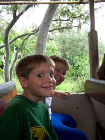 The boys at animal Kingdom Safari