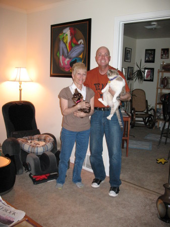 Wife Patti, Hershey & Shilo at Home