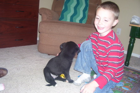 Aaron with his puppy. (Spring 2008)