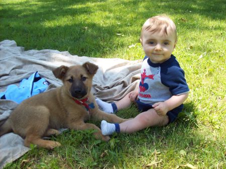 Ayden and new puppy Rosco