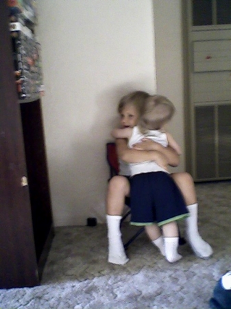 Andrew and Aidan hugging