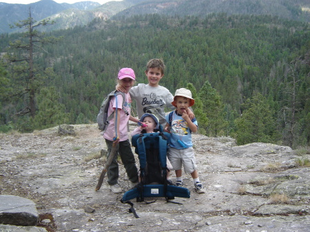 The kids at 1/3 of a 12 mile hike