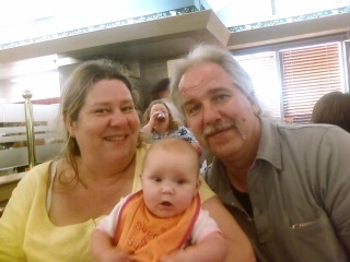 grandma (me) poppa and Baleigh 4 months