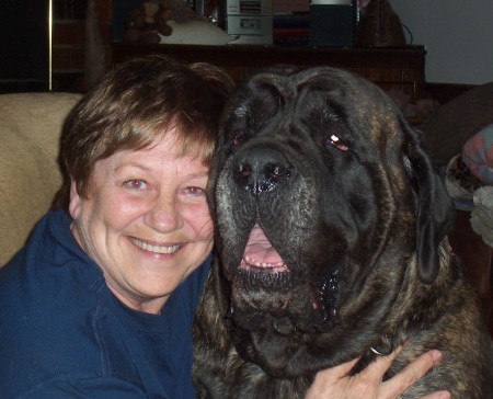 One of our mastiffs, Yonder, and me