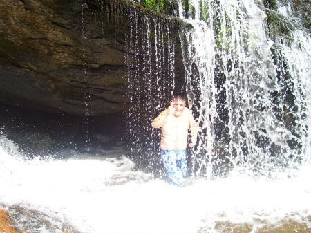 Beneath the falls!