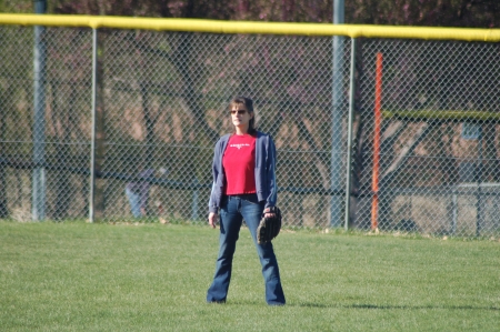 Playing softball