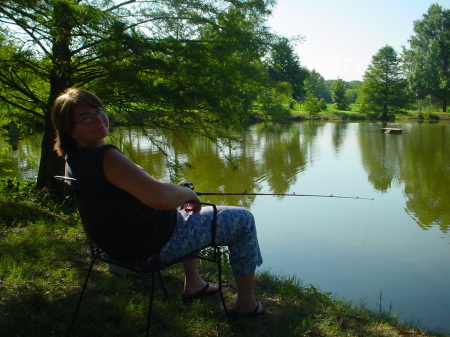 Patty fishing.