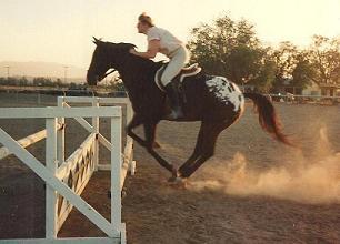 Cheryl riding Cocoa, Palmdale 1992