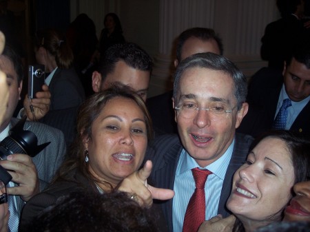 Irma with Colombian president Alvaro Uribe