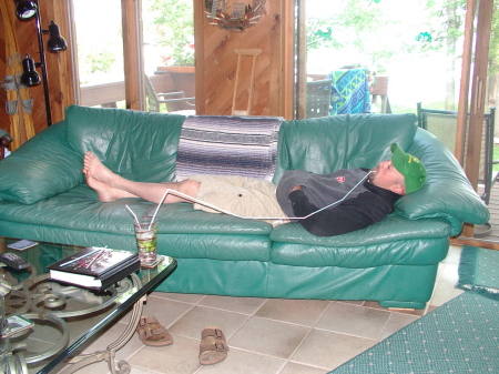 Eric relaxing at camp