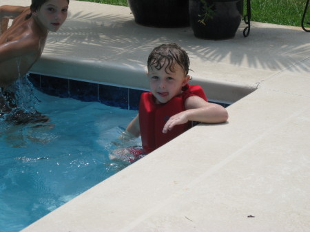 George resting after swimming