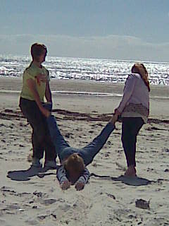 Tristan, Ethan, Megan at beach