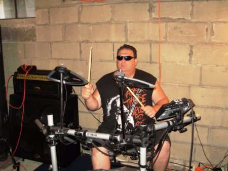 playing electronic drums