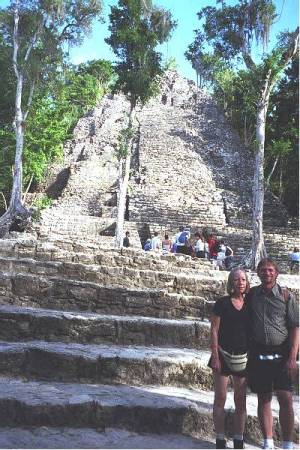 Ancient Mayan pyramid at Coba, Mexico