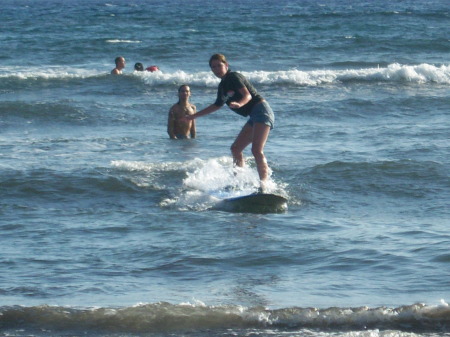 Becky (daughter) surfing