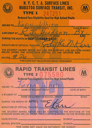Bus & Train Passes 1980-1981