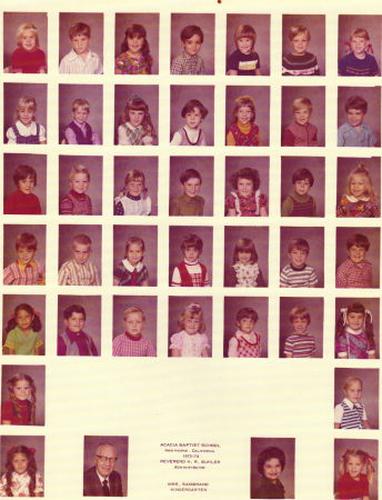 Acacia Baptist School, Kindergarten 1973-74