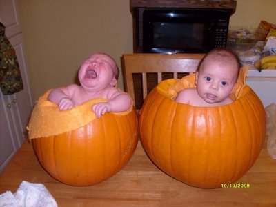 Kendall & her cuz - pumpkin babies