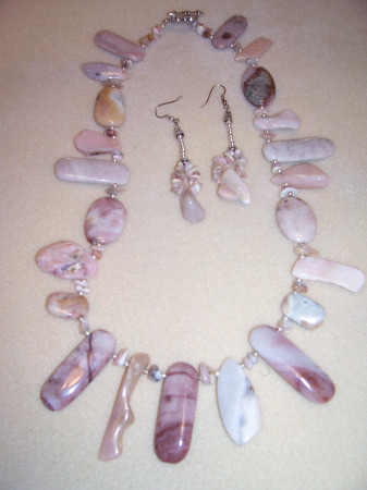 Pink Opal Necklace and Earring Set