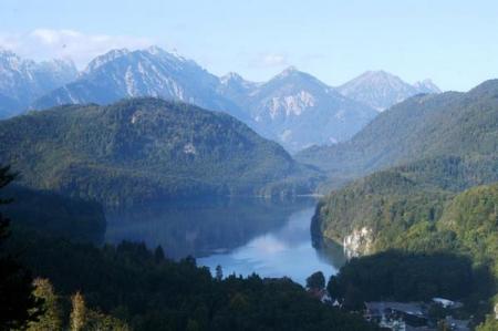 view from castle The Swiss Alps in Bavaria