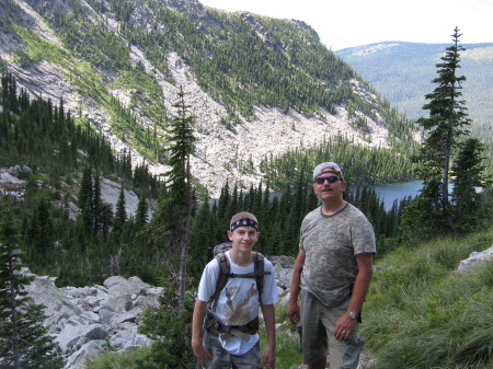 My son Wesley and I at 6800 ft