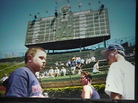 My son dan on the field at cubs park