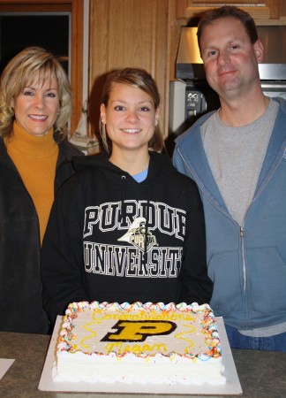 Celebrating Megan's acceptance to Purdue!