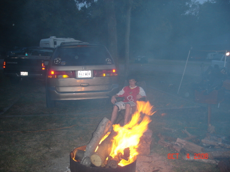 Matthew at campfire as usual