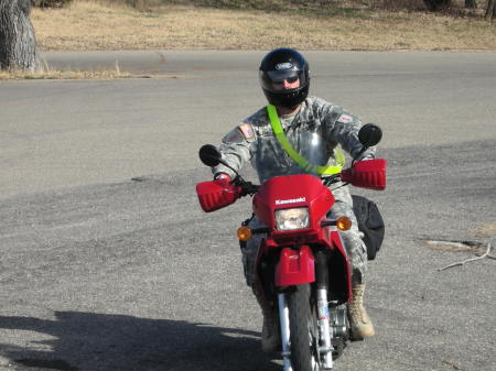 Me on my motorcycle at FT Riley, Kansas
