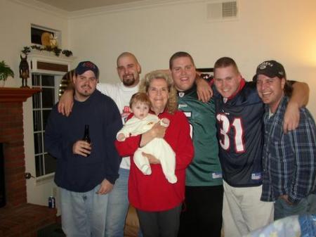 My Mom with my sons and nephews.