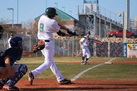 Aaron hitting, Garrett on 3rd base