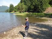 Grandson fishing in Oregon