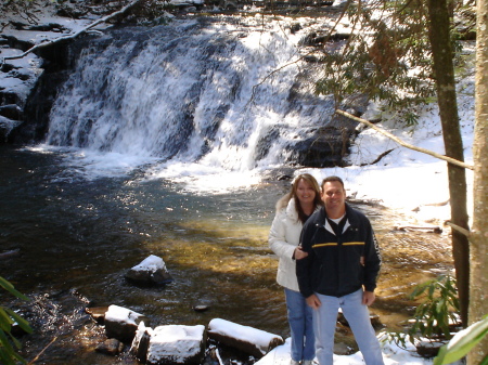 Kelly & Scott at Waterfall in Blue Ridge