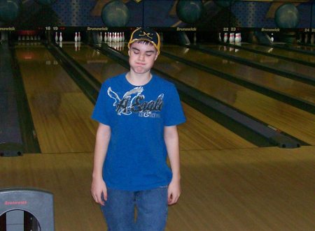 My son Tyler on our bowling day