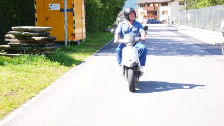 Riding my scooter in Interlaken