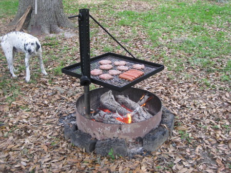 Grilling on my swing around in my back yard !