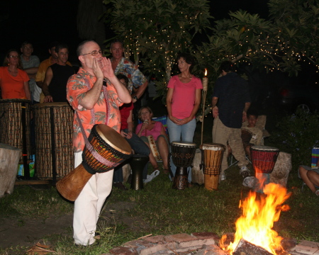 Leading a bonfire drum circle - New Year's Eve