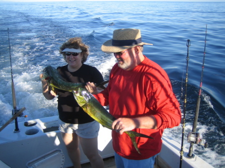 Doug and me in Mexico - my fish is bigger.