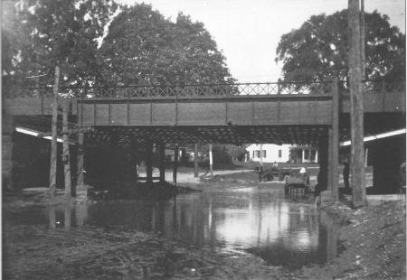 FLOODED VIADUCT STRATFORD CENTER. LATE 1800S.