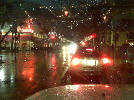 Christmas in Whittier through my windshield