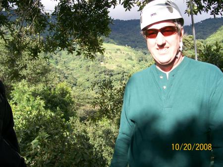 David doing a zip line tour in Guatemala