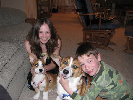 Kelsey with Roxie and Keaton with Radar