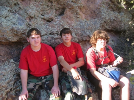 Blake (left) on one of his many Scout hikes